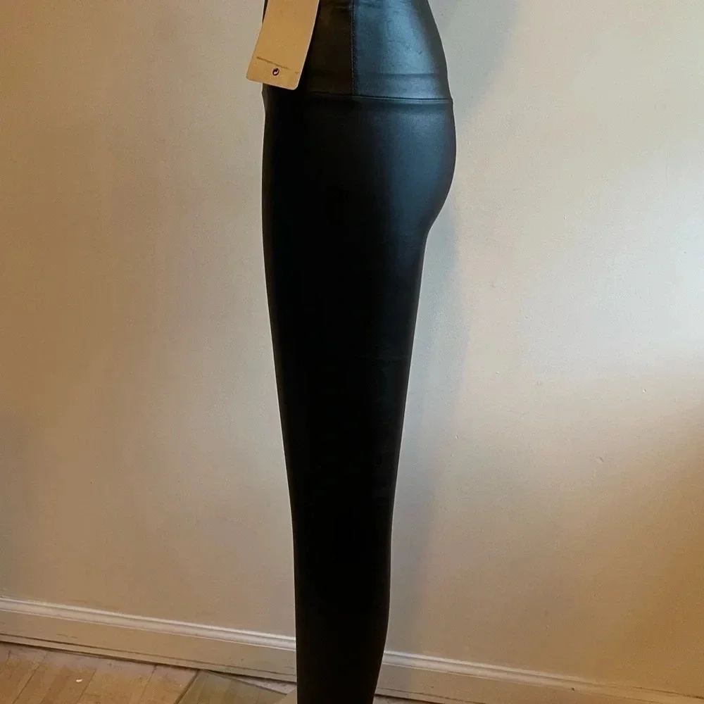Women’s Black Leggings Faux Leather Stretchy Size S - Picture 6 of 11